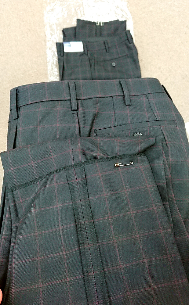 福知山市中学校の学生ズボン２本の裾上げ加工