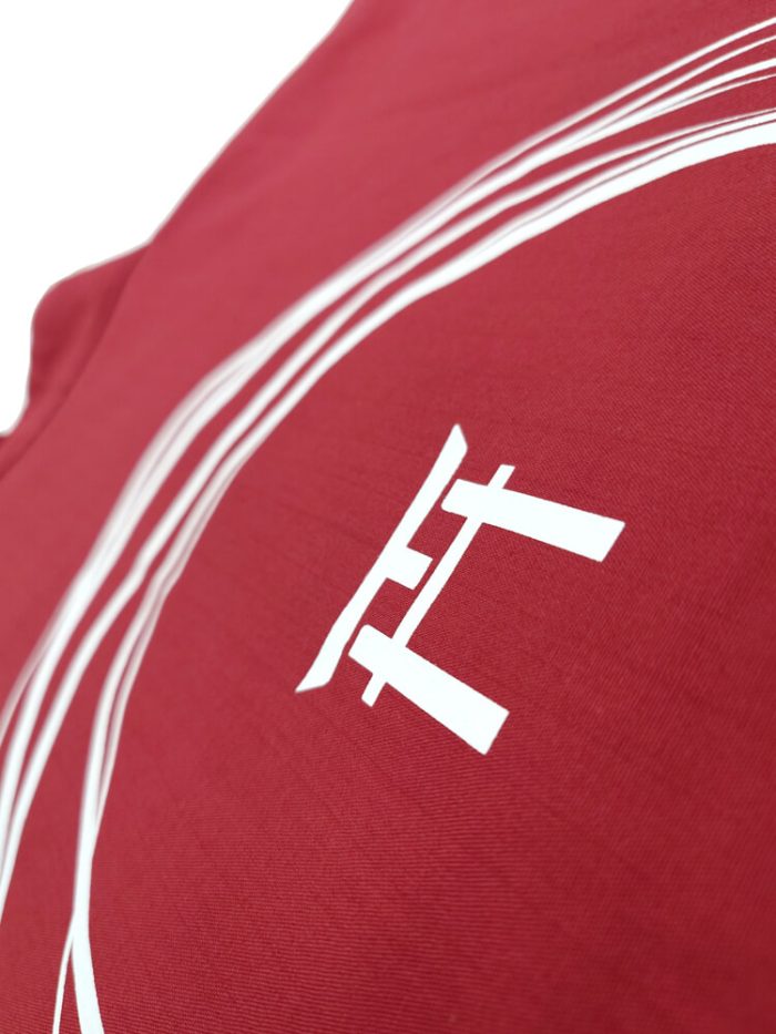 作務衣への神社マークのオリジナルプリント部分