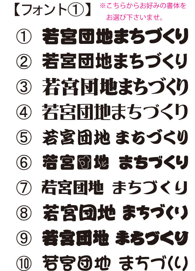 弊社から提案した10パターンの書体