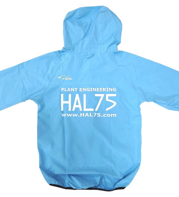 設備設計会社・HAL75様のネーム入りオリジナルレインコート