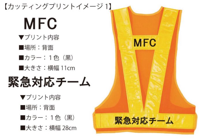 MFC様との打ち合わせ時に実際に見ていただいたオリジナル反射ベストの完成イメージ画像