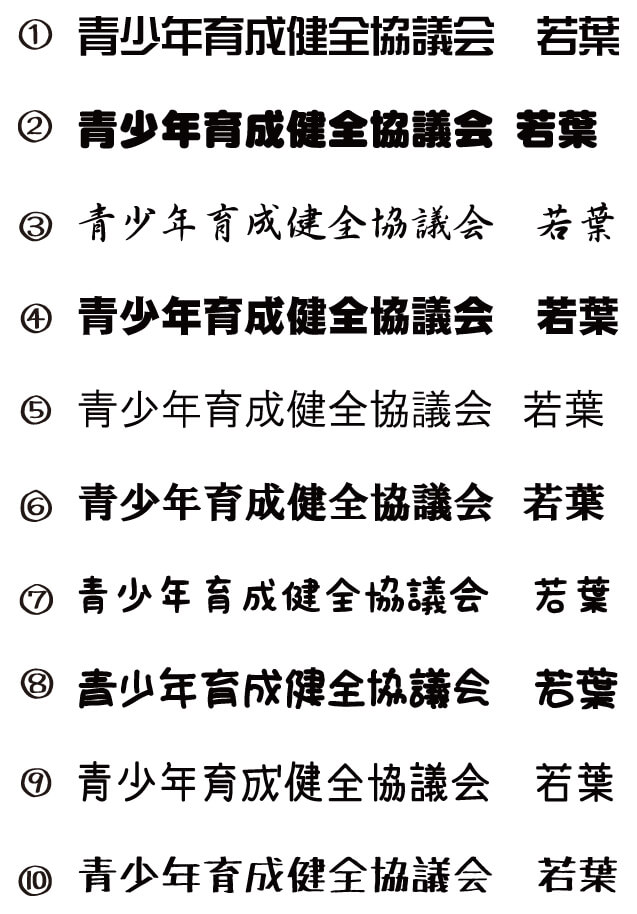 弊社から提案した書体10パターン