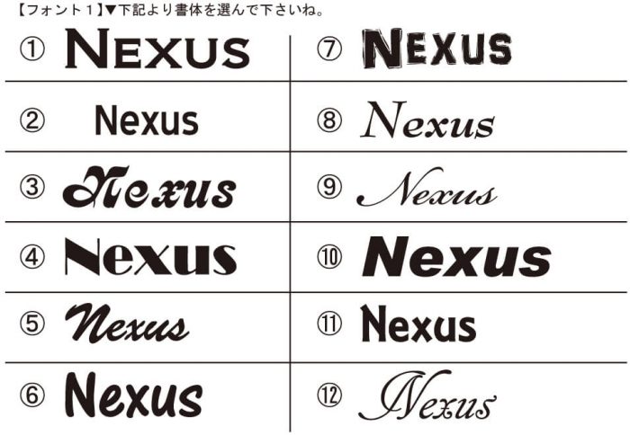 お客様に提案した12通りの書体