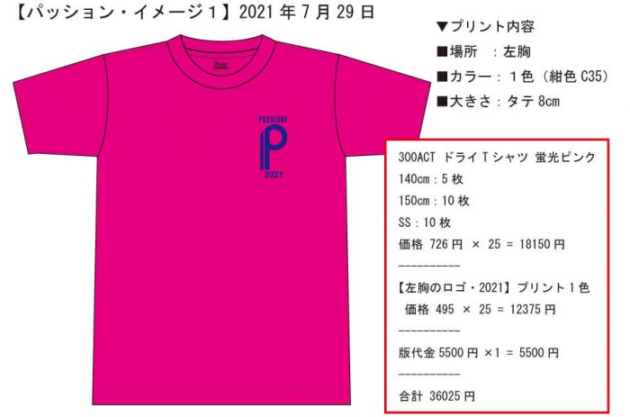 お客様との打ち合わせ時に実際に見ていただいたプリントTシャツ完成イメージ画像