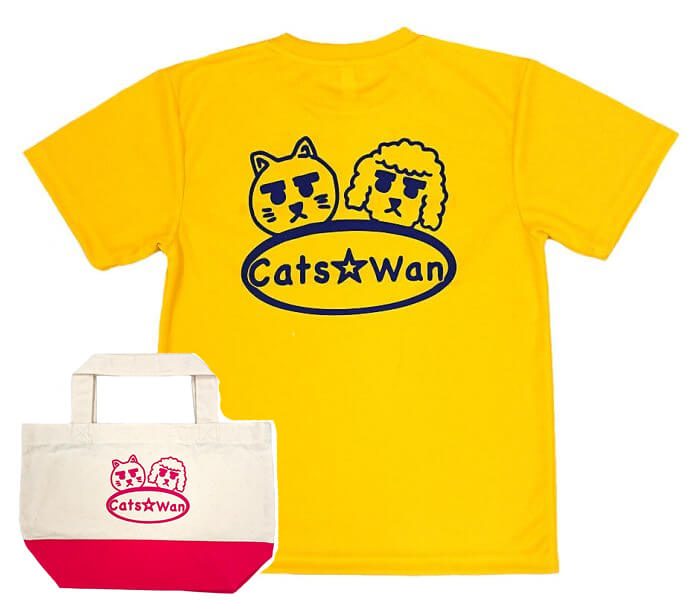 犬の保護団体キャッツワン様のロゴ入りTシャツとロゴ入りバッグ